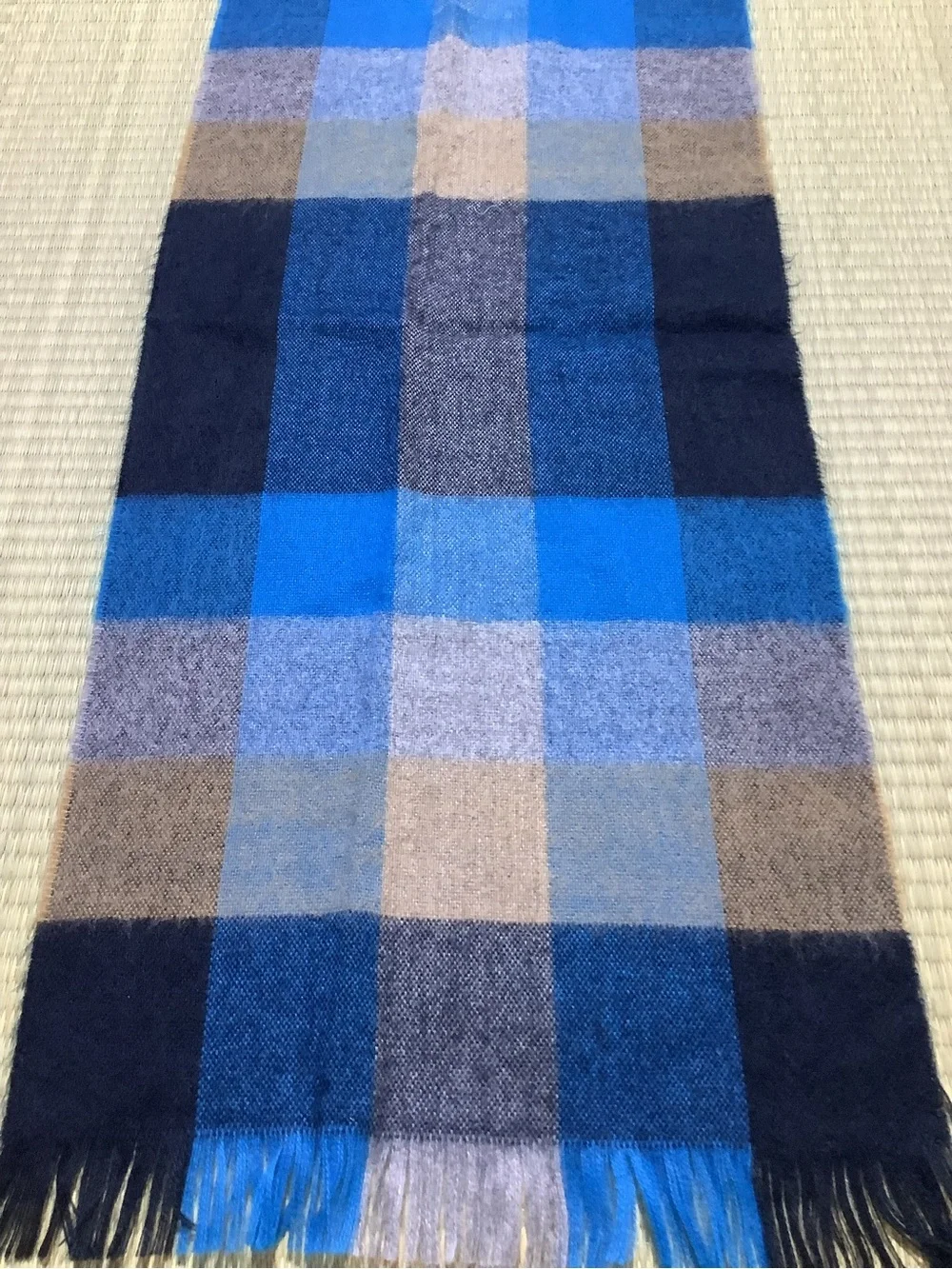 Halston Heritage Blue Multi-Check Men's Scarf